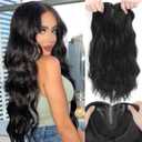Hair Toppers for Women, 20 Inch Hand Tied Breathable Toppers Hair pieces for Women with Thinning Crown Curtain Bangs Mix Human Hair Clip in Curly Lightweight Wiglets(Black)
