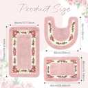 Drydiet 3 Pcs Rose Flowers Bathroom Rugs Set Coquette Room Decor Floral Carpet for Bathroom Bedroom Living Room, Floral Bath Mat Non Skid Romantic Rose Flower Area Rugs 3 Shapes(Pink,Small)