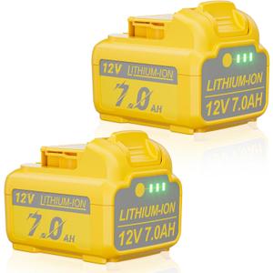 Upgraded 2Pack 7.0Ah DCB120 Battery Replacement for Dewalt 12V Lithium-ion Battery Compatible with 12 Volt Max DCB120 DCB121 DCB123 DCB127 DCB122 DCB124 Cordless Power Tools