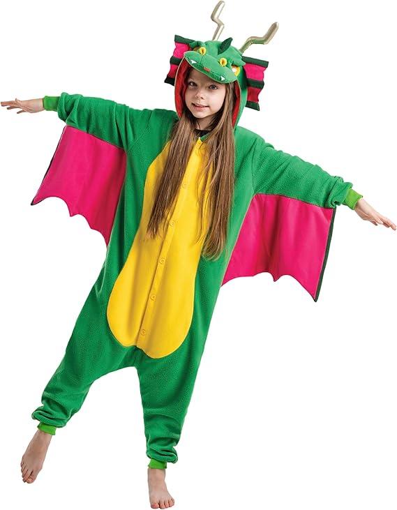 Spooktacular Creations Halloween kids Dragon Jumpsuit, Child Dinosaur Animal Plush Costume for Halloween Costume Party , Size M