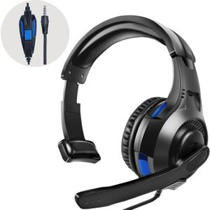 One Ear Gaming Headset for PS5/PS4/Xbox Series S/Xbox Series X, Wired Online Game Unilateral Headset, 50mm Drivers|Detachable Mic|3.5mm Headphone Jack for Switch Lite, Xbox One, Laptop/Phone