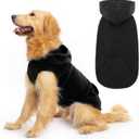 EXPAWLORER Dog Hoodie Fleece Sweater Vest, Hooded Dog Sweatshirt Fall Winter Pet Clothes with Leash Hole, Sleeveless Warm Cozy Puppy Clothing for Dogs Girl Boy, Black L