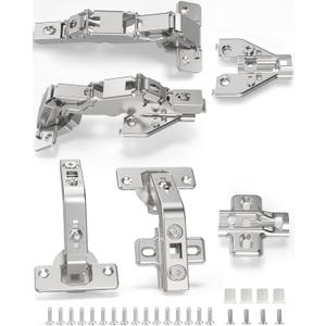 Chibery 4 Pair 135 Degree & 165 Degree Hinges Kit for Pie Corner Cabinets, Hidden Lazy Susan, Face Frame Self Closing, Clip On, Smooth Slow Close, Concealed Mount for Bi-fold Door, Kitchen Cupboard