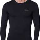 EXIO Mens Compression Baselayer Top Cool Dry Long & Short Sleeve Workout Shirt Black Medium(US)