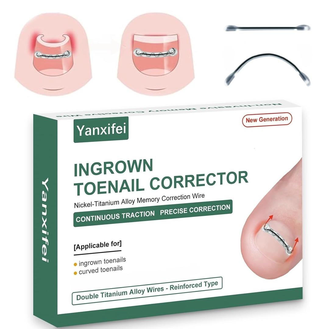 Dual Nitinol Ingrown Toenail Corrector,Ingrown Toenail Treatment,Curved Toenail Straightener,Ingrown Toenail Removal Kit,Big Toe Ingrown Toenail Tool (0.55in,0.66in)