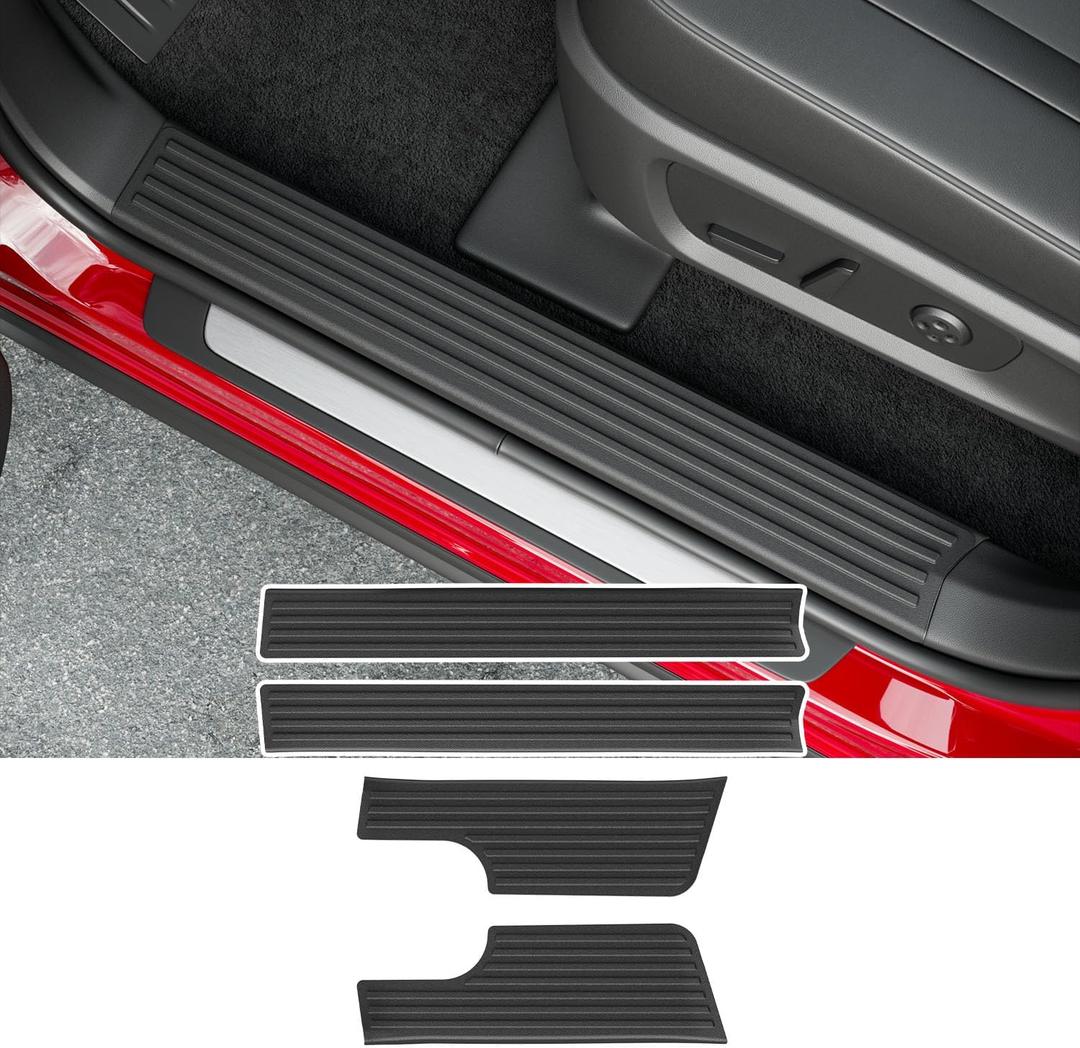 powoq Interior Door Sill Protector Compatible with 2022-2026 Nissan Pathfinder Door Sill Guard TPE Car Threshold Protector Entry Guard Replacement for 2022-2026 Nissan Pathfinder Accessories