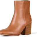 Amazon Essentials Women's Clean Heel Ankle Boots with Side Zipper, Memory Foam Insole (8, Tan)