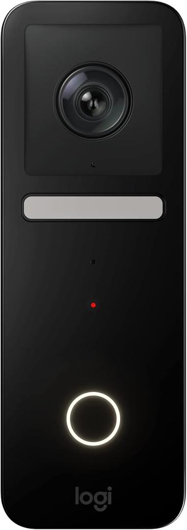 Logitech Circle View Apple HomeKit- Enabled Wired Doorbell with Logitech TrueView Video, Face Recognition, Color Night Vision, and Head-to-Toe HD Video - Black