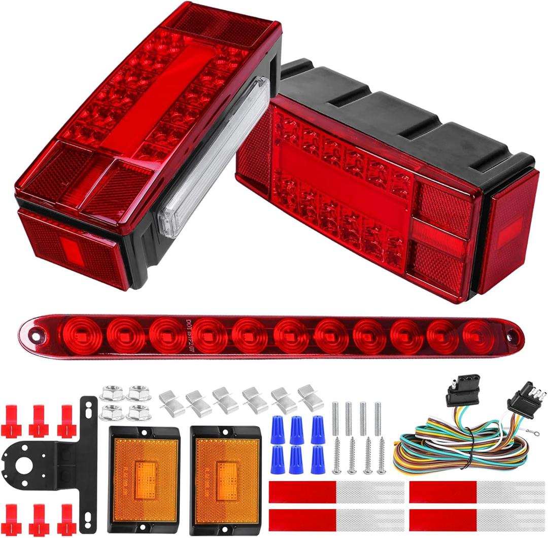 Boat Trailer Lights, Submersible Trailer Light LED Kit with 25FT Wiring Harness Marker Lights Light Bar for 12V Boat Truck RV Over 80 Inch