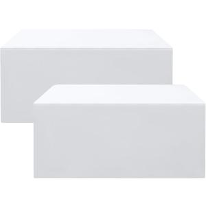 Smiry 2 Packs Fitted White Tablecloths, 6 Foot Rectangle Polyester Fabric Table Cloths, Washable Table Cover for Trade Show, Craft Show, Parties, Birthday, Wedding, 72 x 30 Inch