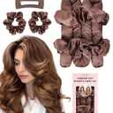 Satin Heatless Hair Curler Curling Rod Set - Soft Jumbo Large Flexi Rods Hair Rollers Curlers to Sleep In for Women, No Heat Heatless Curls Overnight Blowout Rods for Long Hair Volume Blowout Look (1.37" ORIGINAL - Brown)