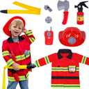Liberry Fireman Costume for Kids 3 4 5 Years Old, Firefighter Tools with Fire Extinguisher, Pretend Play Toy Gift for Toddler Boys & Girls, 9pcs