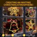 4pack-Christmas Window Silhouette Lights Decorations with APP & Remote Bells, Snowflakes, Snowmen, Stars, Christmas Window Lights with 16 Million Colors for Holiday Indoor Wall Door Glass Decorations