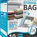 10 Pack Vacuum Storage Bags, Space Saver Bags (2 Jumbo/2 Large/3 Medium/3 Small) Compression Storage Bags for Comforters and Blankets, Vacuum Sealer Bags for Clothes Storage, Hand Pump Included