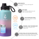Farsea Insulated Water Bottle With Paracord Handle, Protective Boot and 2 Lids (Straw Lid & Spout Lid), Stainless Steel Water Bottle Wide Mouth, Double Wall Sweat-Proof BPA-Free, 32 oz