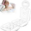 Full Body Bath Pillow for Bathtub, Thick Bathtub Cushion with Non Slip Suction Cups and Laundry Bag, Luxury Tub Pillow for Bath for Headrest Neck and Back Support White 51" x 16"