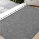 Color&Geometry Ultra-Thin Indoor Door Mat, 22.6"x31.5" Low-Profile Non-Slip Entryway Rug with Modern Geometric Texture Washable Doormat for Entrance Front Door,Heather Light Grey(Rolled-up NO Creases), 1'11" X 2'8"