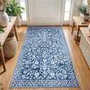 Blue Washable Rug Set of 1  2x6 Entryway Rug and Runner, Soft Modern Non-Slip Rugs for Kitchen