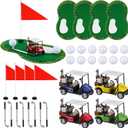 4 Pcs Golf Cart with 40 Pcs Golf Table Centerpiece Decorations Include Practice Ball Toy Pen Tees Grass Mats Red Flag Plastic Flag Stand for Sport Themed Birthday Party Decor, Small