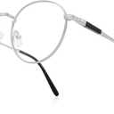 Round Reading Glasses for Women Men Vintage Retro Blue Light Blocking Computer Readers (Silver)