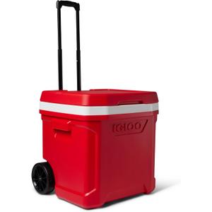 Igloo Hard Coolers | Profile II Series | Insulated Ice Chests | Roller Cooler with Wheels (Red 90-Can)