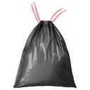WAIKAS Trash Bags 13 Gallon Drawstring, Pack of 28 Garbage Bag for Kitchen and Home, 63x70cm Size, 12g/pcs, Unscented, Black