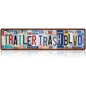 Vintage Trailer Trash Blvd Wall Decor Street Signs Metal Tin Signs 16 x 4 Inches