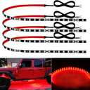 12V Led Light Strip 18" Connectable Red LEDs Strip Lights for Car Motorcycle Golf Cart Automotive Trucks Boat Marine Waterproof Led Light Strip, 4Pack