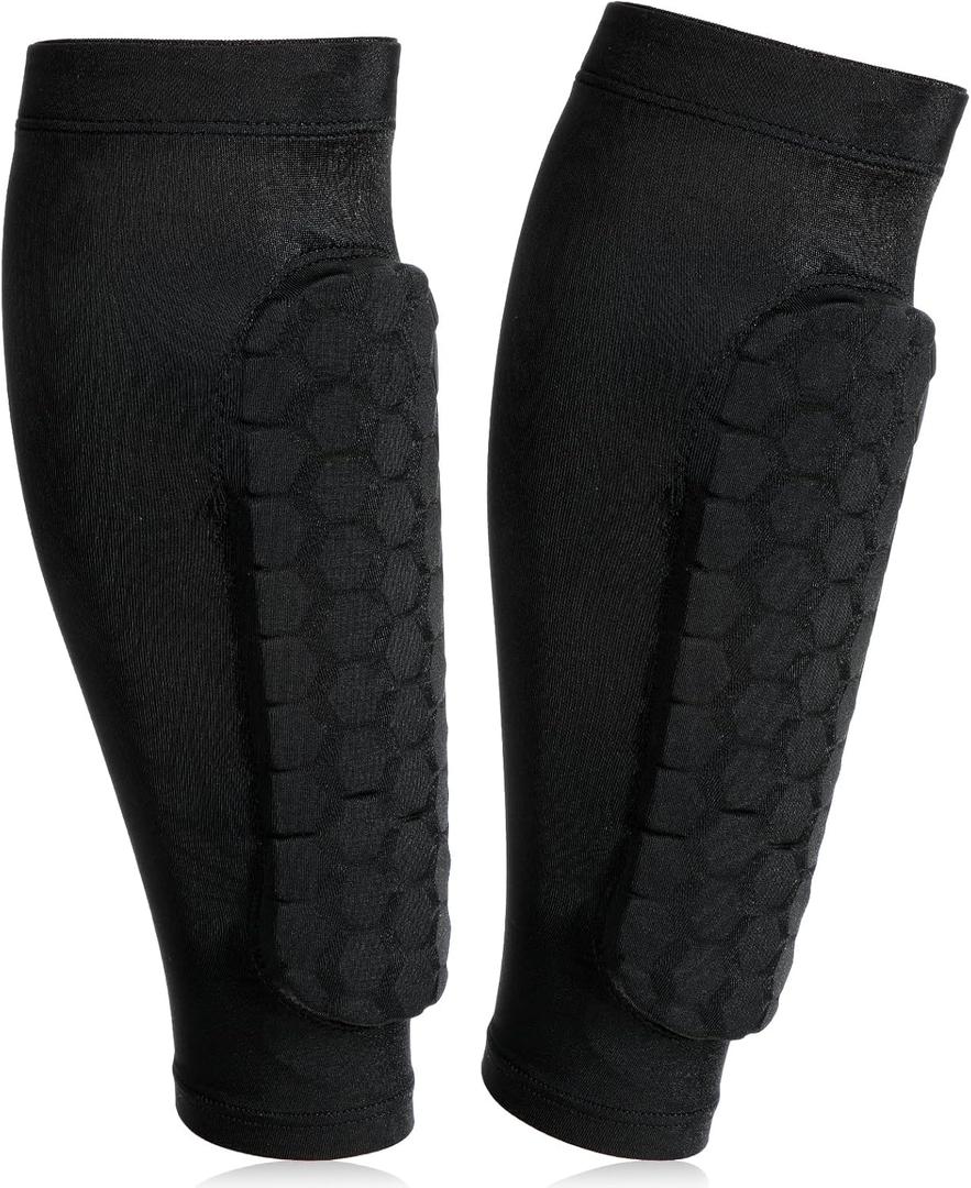 Soccer Shin Guards for Adult, Honeycomb Shin Pads, Lightweight Breathable Shins Defender Calf Sleeves for Football Baseball Boxing Kickboxing (Small)