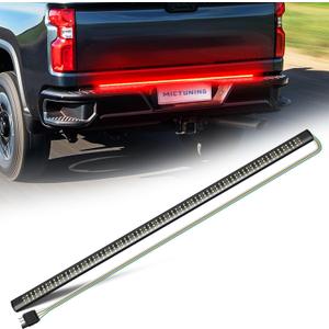 MICTUNING Truck Tailgate Light Strip 48 Inch Triple Row 360 LED IP67 Waterproof with Red Running Brake Sequential Turn Signal, Strobe & White Reverse Lighting