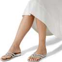 DREAM PAIRS Women's Fashion Rhinestones Design Slides Sandals Dress Daily Flat Sandals for Summer