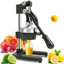 Cast Iron Manual Juicer  Heavy-Duty Hand Press Orange & Lemon Squeezer, Commercial Grade Hand Juicer Press, Easy-to-Clean Fruit Press (Black)