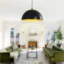 Black-Farmhouse Pendant-Light Hanging-Lamp Fixtures - 20 inch Kitchen Island Pendant Lights Industrial Dome Ceiling Lighting Dining Room Large Vintage Light for Indoor Black and Gold