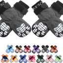 PUPTECK Anti-Slip Dog Socks with Double Sides Grips for Small Medium Large Dogs Hardwood Floors Prevents Licking, Dog Shoes for Hot Pavement Traction Control Paw Protector for Senior Dogs, Grey XS