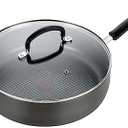 T-fal Ultimate Hard Anodized Non Stick Jumbo Cooker With Lid & Helper Handle 5 Quart, Oven Broiler Safe 400F, Lid Safe 350F, Cookware, Deep Frying Pan, Skillet, Pots and Pans, Dishwasher Safe, Grey