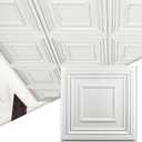 Art3d Drop Ceiling Tiles 24x24 Inch (12-Pack, 48 Sq.ft) Glue Up PVC Ceiling Tiles 2x2 Ft., Decorative Ceiling Panels for Kitchen, Living Room, Office and Home, White