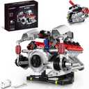 V8 Engine Model Kit That Works with LED Light and APP Control, Collectible Set for Adults, Visible Car Engine Building Engineering STEM Projects for Kids Boys (700 PCS)