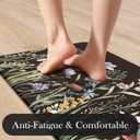 KIMODE Anti Fatigue Mats for Kitchen Floor 17"x47"+17"x29", Farmhouse Floral Kitchen Rugs Sets of 2, Cushioned Kitchen Floor Mats, Non Slip Standing Mat for Sink, Laundry, Office, Desk Black