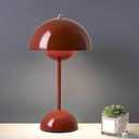 Flowerpot Lamp Modern Flower Bud 12" Cordless Touch Dimmable 2600mAh Rechargeable Desk Lamps Nordic Minimalist Mushroom Lamps Retro Nightstand Bedside Lamp for Bedroom Living Room (Red)