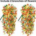 HyeFlora Artificial Flowers for Outdoors Decoration, 2Pcs Fake Hanging Spring Decor, Yellow and Orange Realistic Plants, UV & Fading Resistant Silk Flower for Porch Patio Balcony Planter Yard