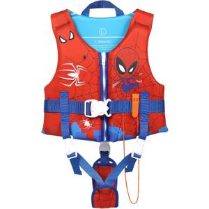 Toddler Swim Vest for 1-9+ Years, Water Safety Aid Jacket with Crotch Adjustable Belt, Floaties for 20-90 lbs, Great for Pool, Beach, Boats, Summer Vacations & Water Parks, XL-Spider