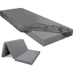 Breling Fitted Sheet (Sheet Only) Compatible with Milliard Trifold Mattress Folding Mattress Fitted Microfiber Bedsheet for Camp Bunk Rvs Bed(Dark Gray,Single,4'')