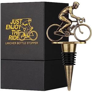 LKKCHER Bicycle Wine Bottle Stopper, Cute Wine Gifts for Men Women, Vintage Bicycle Cycling Gifts, Father Gifts Christmas Birthday Gifts for Rider Cyclist, Bronze Wine Saver, Wine Accessories