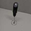 Electric Milk Frother for Matcha and Coffee, Handheld Battery Operated Drink Mixer with Stand, Stainless Steel Whisk, Black