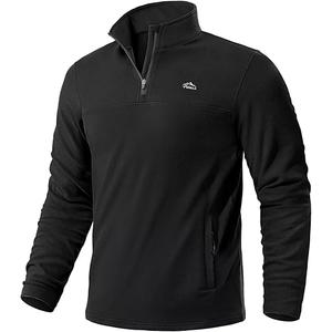 Pudolla Mens Quarter Zip Pullover Long Sleeve Workout Shirts Warm Training Midweight Pullover Men(Black XL)