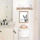 MODE HOME 14 x 11" Funny Bathroom Wall Art, Humorous Bath room Decor Wall Art with Torched Brown Wooden Frame, Decorative Bathroom Pictures Wall Decor