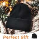 NPQQUAN 2 PCS Satin Lined Beanie for Women Silk Lined Beanies Winter Warm Soft Lining Cuffed Knit Beanie Hats for Women (Black+black)