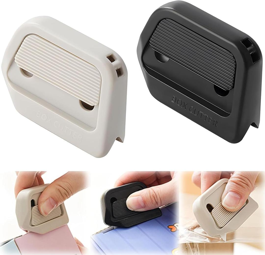 2 x Mini Ceramic Paper Cutter, 2025 New Magnetic Box Cutter, Retractable Utility Knife with Ceramic Blade, Auto-RetractCeramic Mini Box Cutter for Paper, Boxes, and Crafts