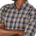 Amazon Essentials Men's Long-Sleeve Slim-Fit Stretch Poplin Shirt (Gold Navy Checked)