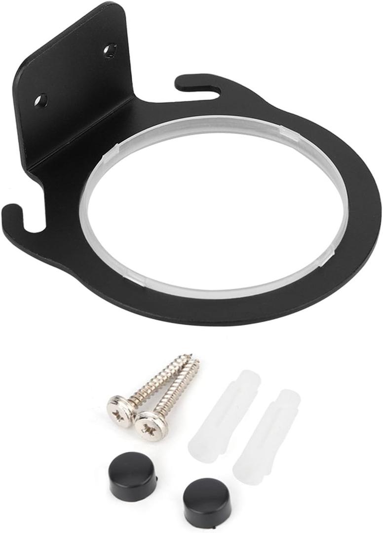 3.9in Hairdryer Holder, Wall Mounted Hair Dryer Hanger with Screws, Space Aluminum Hair Dryer Holder Rack for Bathroom, Makeup Room, Salon, Black